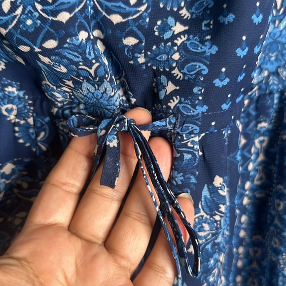 Julia Jordan blue multi printed tiered maxi dress sheer size 16 new raffle - Picture 7 of 11